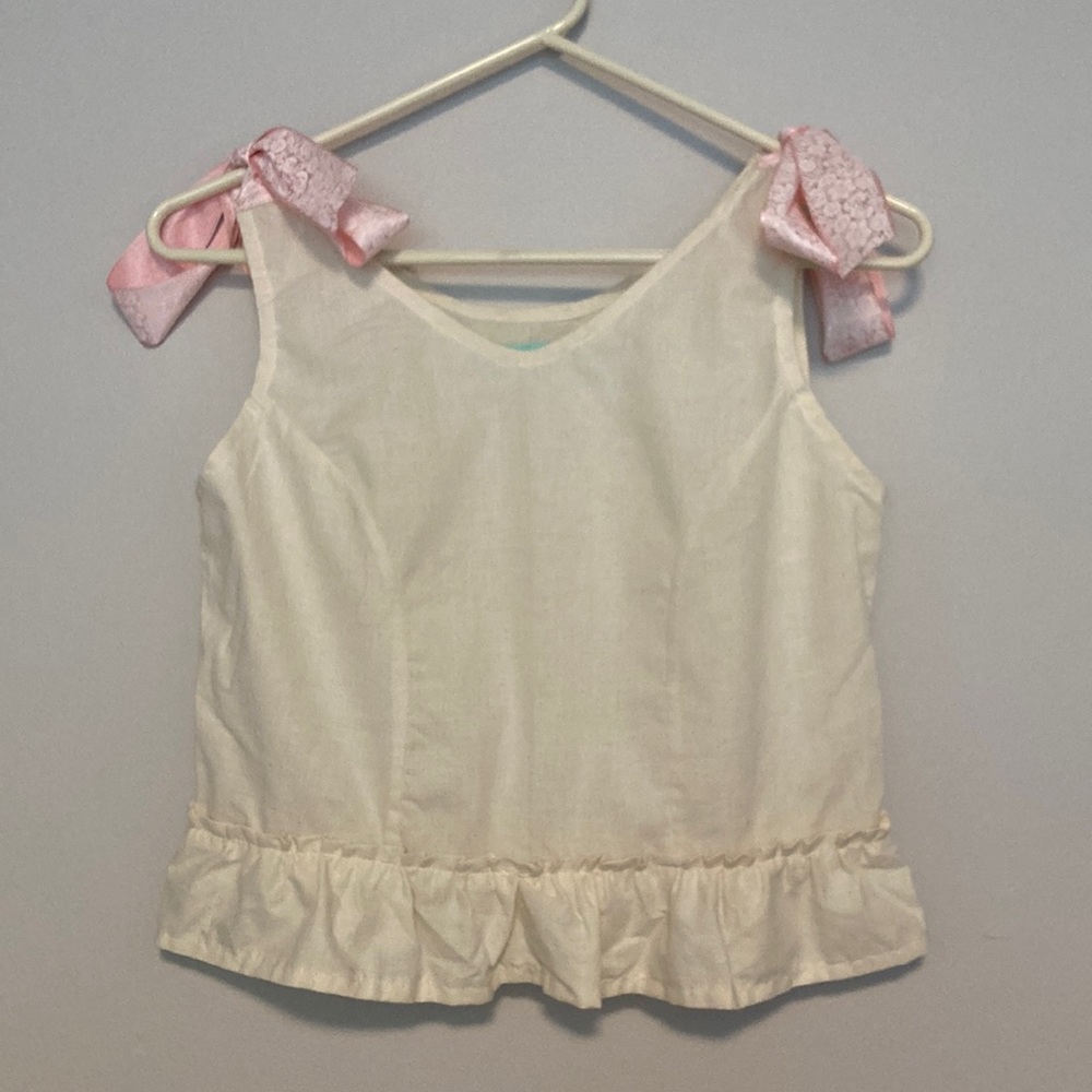 Cotton Cropped top with ribbon tie straps